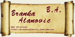 Branka Alanović vizit kartica